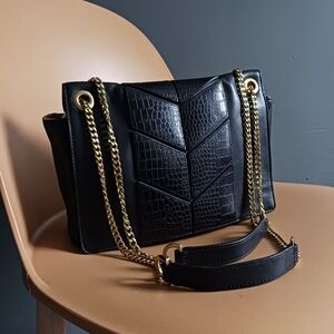 Reiss Black Genuine Leather Crossbody/ Shoulder Bag